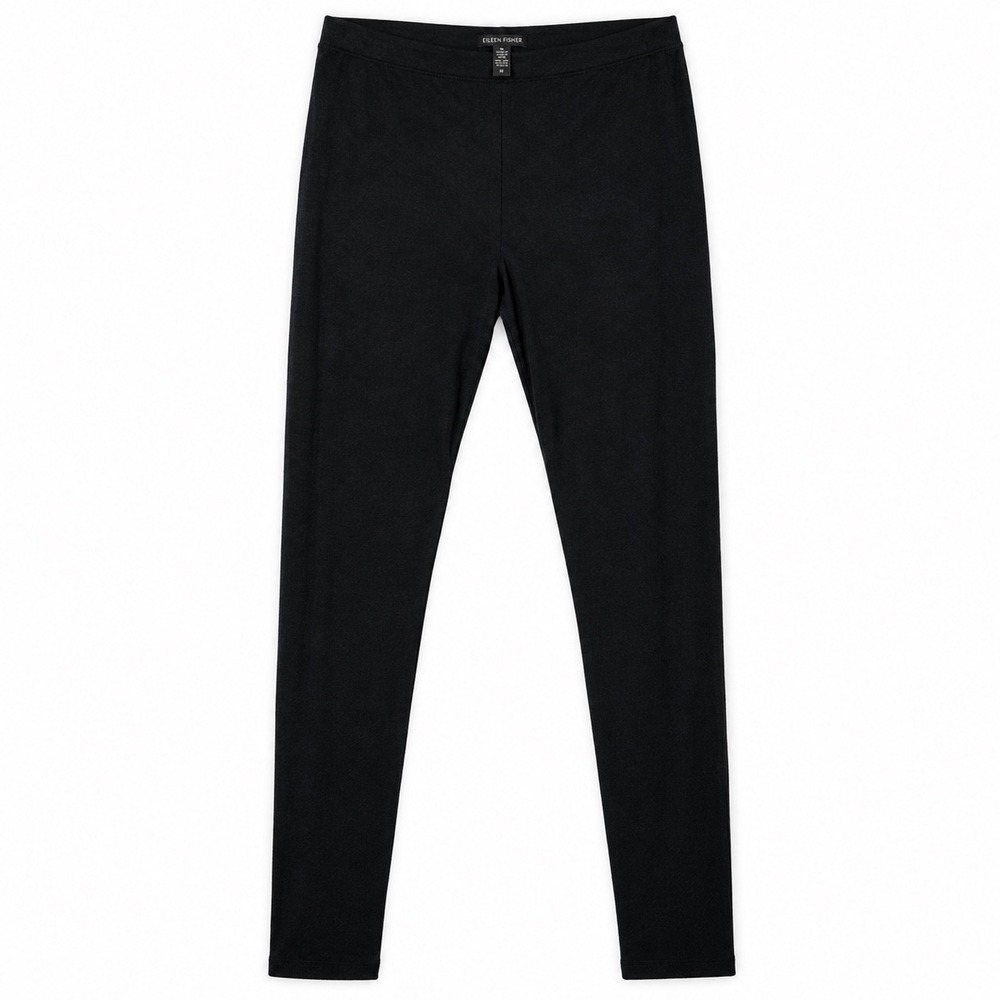 Eileen Fisher Petite Black Viscose Spandex Stretch Leggings PS Small A5